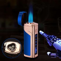 Th Creative Iatable Windproof Lighter Three Direct Injection Flame Lighter Personalized Metal Smoking Set Wholesale