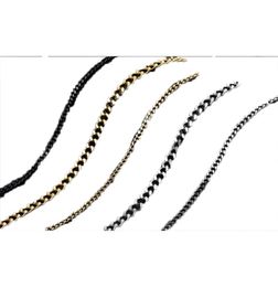 Mens Gold Chains Necklaces Stainless Steel Cuban Link Chain Titanium Steel Black Silver Hip Hop Necklace Jewellery 3mm6693109