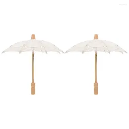 Umbrellas 2 Pcs Umbrella For Girls Cotton Parasol White Bridal Lace Decorative Fancy Vintage Miss