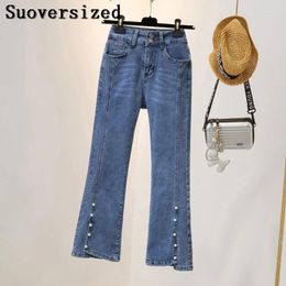 Women's Jeans Womens Split Ankle Length Flare Spring Skinny High Waist Straight Denim Pants Korean Fashion Slim Casual Vaqueros 2024