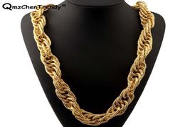 T Show Stage 22mm Width 243g Super Heavy Women Mens Rope Chain Necklaces Golden Silver Bling Hip Hop Exaggerated Jewelry5388414