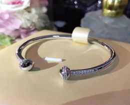 Brand Pure 925 Sterling Silver Jewellery For Women Rotate Ball Bangle Bead Bangle Wedding Jewellery Open Rose Gold Bracelet3150442