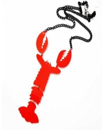 Pendant Necklaces 2022 Fashion Red Big Lobster Hyperbole Animal Food Woman Long Necklace Acrylic Creative Art Neckalce33299289182262