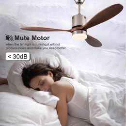 Inch Solid Walnut Wood Ceiling Fan With Light Remote Control 6 Speed Reversible DC Motor Noiseless For Indoor