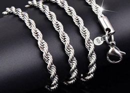 plating 925 Sterling Silver ROPE Chain Top Quality Men Women ROPE Chain Necklaces 2MM 1630inches High quality Jewelry9130194