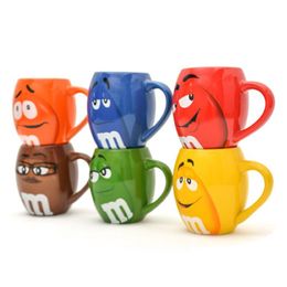m&m beans coffee mugs tea cups and mugs cartoon cute expression mark large capacity drinkware Christmas gift Y200104 3045