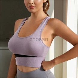 Active Underwear Sexy Women Sports Bra Plus Size Crop top Patchwork Underwear Push Up Cotton Fitness Top Seamless Bralette Sports Vest Yoga top d240508