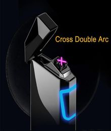 Arc Lighter Double Cross Electrical USB Rechargeable Windproof Flameless Lighter for Fire Cigarette Candle Outdoors93121276242060