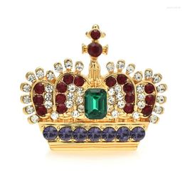 Brooches Wuli&baby Elegant Crown For Women Unisex Rhinestone Shining Glory Party Office Pins Gifts