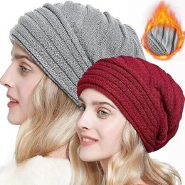 Berets Unisex Oversized Knitted Baggy Beanie Hat For Women Men Fashion Winter Warm Ski Slouchy Cap Skullies Beanies Wool
