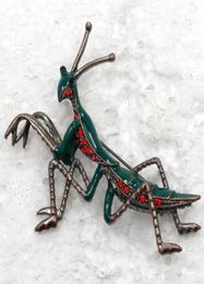 Whole Crystal Rhinestone Enamelling Mantis Insect Brooch Fashion clothing Pin Fashion Jewellery gift C7353286230