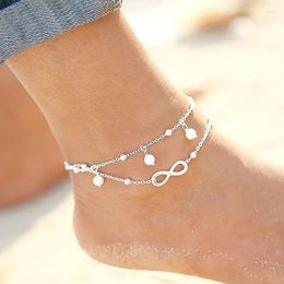 Anklets Boho Silver Plated Shiny Chains Anklet For Women Girls Friendship Beach Foot Jewellery Leg Bracelet Barefoot Tobillera De Prata