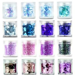 28Color Nail Glitter Tips Iridescent Blue Pink Purple Nail Sequins Powder 10ml Manicure Acrylic UV Glitter Powder Paillette5255686