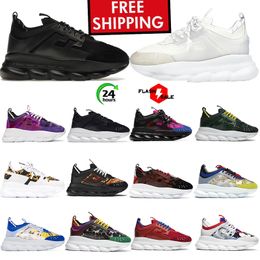 With BOX Free Shipping Designer Chain Reaction Men Women Shoes Suede Triple Black White Bluette Mens sports sneakers Casual Trainers Platform size 35-45