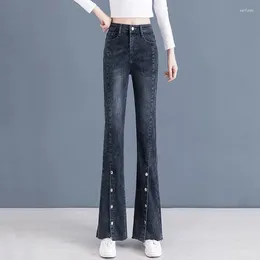 Women's Jeans High Waist Slit Women's Bell Bottoms Female Spring Slim Fashion Tide Micro Flared Trousers Korean Denim Pants