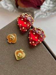 Stud Earrings European And American Style Strawberry Delicate Jewellery Cute 2024 Forest Series For Woman Trend