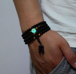 New Arrival Dragon Black Buddha Beads Bangles Bracelets Handmade Jewelry Ethnic Glowing in the Dark Bracelet for Women Men1313480