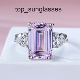 Classic 5Ct Lab Pink Diamond Ring 100% Real 925 Sterling Silver Party Wedding Band Rings For Women Men Engagement Jewelry