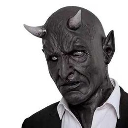 Party Masks Latex Bullhorn Scary Ghost Mask Halloween Costume Props Devil Head Monster Dressing Role Playing Q240508