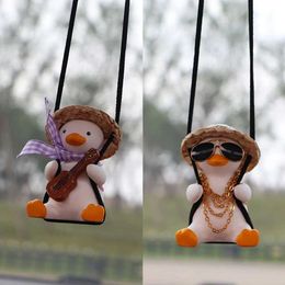 Interior Decorations Car Pendant Cute Anime Little Duck Swing Auto Rearview Mirror Hanging Ornaments Interior Decoraction Accessories for Girls Gifts T240509