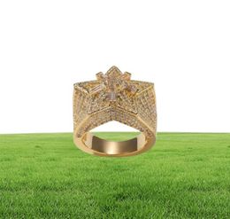 Micro Pave Iced Cubic Zirconia Iced Out Star Rings For Men Women Hip Hop Gold Ring Wedding Ring Full Diamond Jewelry88162403359306