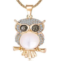 Retro Crystal Owl Anhänger 925 Silber Halskette Mode Sweater Kette Schmuck handgefertigt glückliche Amulett Geschenke für ihre Frau231D8388003