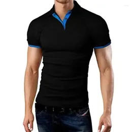 Men's Suits B1297 MRMT 2024 Brand T-shirt Lapel Casual Short-sleeved Stitching Men For Male Solid Color Pullover Top Man