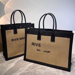 Straw Tote Bags Shopping Bag Canvas Handbag RIVE GAUCHE Shoulder Bag Weave Leather Handles Large Capacity Summer Travel Pocket Embroide 290t