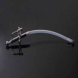 Stainless Steel Male Urethral Stretcher Dilator Catheter Silicone Tube Urethral Penis Plug BDSM Sex Toys For Men Thru Hole8586677