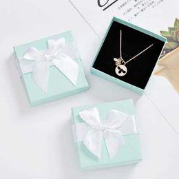 Jewellery Boxes High-grade Paper Jewellery Storage Box for Earrings Necklace Ring Pendant Gift Packaging Box Bowknot Ribbon Jewellery Organiser Box