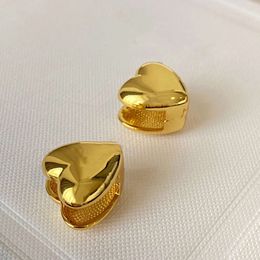 Europe America Fashion Jewelry Smooth Gold Plated Heart Earrings for Woman Famous Designer Brand Girl Gift Trendy