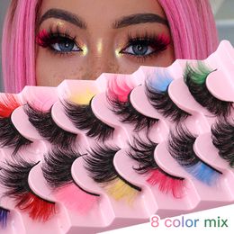 Newest 3D mink eyelash Colourful 100% Mink Lashes Mix Colour Pink Blue Red White False Eyelashes Fluffy Soft Cilias Vendor
