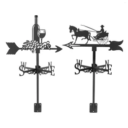 Garden Decorations Iron Weathervane Stake Measuring Tool Farm Scene Wind Vane Weathercock For Roof Fence Crafts Ornaments