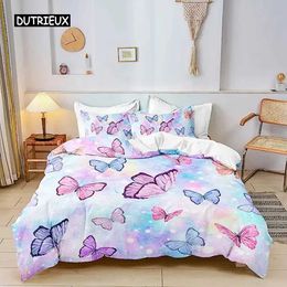 Bedding sets Rainbow butterfly down duvet cover pink floral down duvet cover childrens bedding childrens boys girls teenagers comfort cover decoration J240507