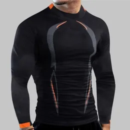 Men's T Shirts Male Spring And Summer High Elasticity Breathable Sports Tight Long Sleeve Pattern Print Quick Dry Fitness Top Man Clothing