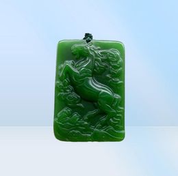Xinkeng Xinjiang Hetian jade jasper immediately money pendant outer Mongolian spinach green Zodiac horse pendant jade whole6446440
