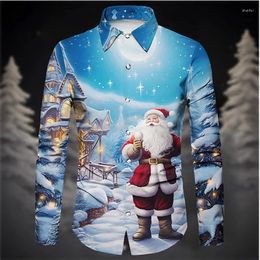 Men's Dress Shirts Stylish Christmas 2024 Designer Design Santa Claus Snowflake Hat Festive HD Pattern Soft Comfortable Happy Year