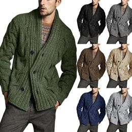 Men's Jackets Autumn/Winter Sweater Cardigan Solid Colour Long Sleeve Knitted Coat Wear