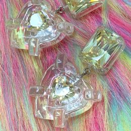 Stud Earrings Jewelry Acrylic Rhinestone Peach Heart For Women FashionKorea Charm Cute Aesthetic Gift 344s