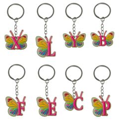 Key Rings Fluorescent Letter Butterfly Keychain Keyring For Classroom School Day Birthday Party Supplies Gift Bags Backpack Keychains Ot7Wb