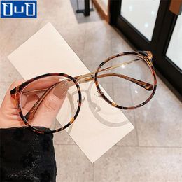 Sunglasses Qutzzmnd Vintage Anti-Blue Light Glasses Frame Women Men Fashion Round Big Size Metal Optical Spectacle Eyeglass Computer Gl 260T