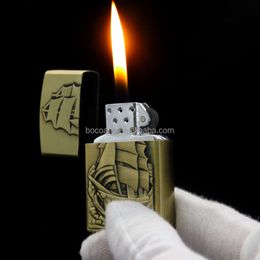 Xf Creative Langsheng Iatable Windproof Lighter Direct Flame Cigarette Lighter Personalised Metal Wire Drawing Cigarette L