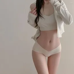 Women's Panties Underpants Japanese Solid Colour Mid-waist Cotton Crotch For Girls Korean Underwear Women Cute Briefs Ice Silk