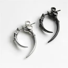 Stud Earrings 2pcs Retro For Women Men Animal Horn Ear Piercing Black Silver Colour Gothic Punk Cool Jewellery Wholesale