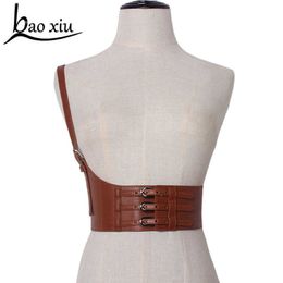2019 Women's Wide Elastic Leather Belt Casual Corset Belt Shoulder Straps Decoration Waist Belt Girl Dress Suspenders Q0624 256I