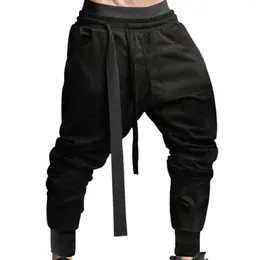 Men's Pants Harem Streetwear Casual Joggers Drawstring Asymmetric Sweatpants Ankle-Length Men Solid Sports Trousers