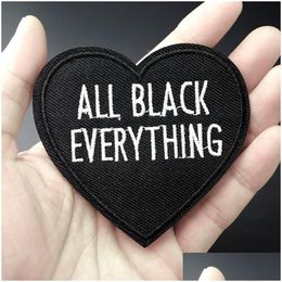Cartoon Accessories Black Heart Size7.5X7.9Cm Patch For Clothing Iron On Embroidered Sew Applique Cute Fabric Badge Diy Apparel Drop D Otuvm