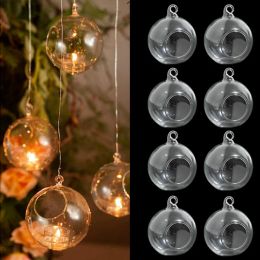 Holders Diameter 6cm/8cm Tea Light Holder Crystal Glass Hanging Candle Holder Romantic Wedding Home Vase Hanging Decoration