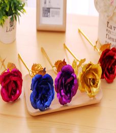 Creative Gifts Lasts Forever Rose Flowers for Lover Wedding Christmas Valentines Mothers Day Decoration 24k Gold Foil Plated Rose 5568132