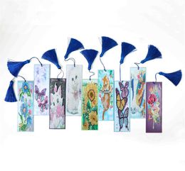 Diamond Painting Bookmark Animal Style 5D Rhinestone Beaded PU Leather Floral Art Gem Bookmarks with Tassel XB13976331